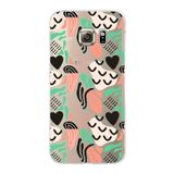 PrintiFy Samsung Galaxy S6 Edge ile Uyumlu Kapak Memphis Desen - 1 Tasarımlı 1mm Fit Şeffaf Silikon Kılıf