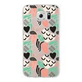 PrintiFy Samsung Galaxy S6 ile Uyumlu Kapak Memphis Desen - 1 Tasarımlı 1mm Fit Şeffaf Silikon Kılıf