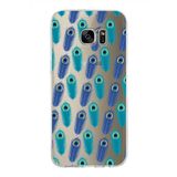 PrintiFy Samsung Galaxy S7 Edge ile Uyumlu 1mm Slim Fit Nazar Boncuğu 4 Baskılı Şeffaf Kılıf