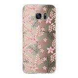 PrintiFy Samsung Galaxy S7 Edge ile Uyumlu Kapak Floral Kırmızı Tasarımlı 1mm Fit Şeffaf Silikon Kılıf