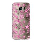 PrintiFy Samsung Galaxy S7 Edge ile Uyumlu Kapak Floral Pembe Tasarımlı 1mm Fit Şeffaf Silikon Kılıf