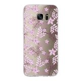 PrintiFy Samsung Galaxy S7 Edge ile Uyumlu Kapak Floral Pudra Tasarımlı 1mm Fit Şeffaf Silikon Kılıf