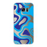 PrintiFy Samsung Galaxy S7 Edge ile Uyumlu Kapak Renkli Desen C Mavi Tasarımlı 1mm Fit Şeffaf Silikon Kılıf