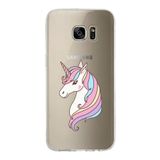 PrintiFy Samsung Galaxy S7 Edge ile Uyumlu Kapak Unicorn Tasarımlı 1mm Fit Şeffaf Silikon Kılıf