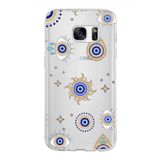 PrintiFy Samsung Galaxy S7 ile Uyumlu 1mm Slim Fit Nazar Boncuğu 5 Baskılı Şeffaf Kılıf