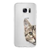 PrintiFy Samsung Galaxy S7 ile Uyumlu Kapak Catface Tasarımlı 1mm Fit Şeffaf Silikon Kılıf