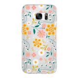 PrintiFy Samsung Galaxy S7 ile Uyumlu Kapak Çiçek Tasarımlı 1mm Fit Şeffaf Silikon Kılıf