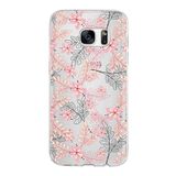 PrintiFy Samsung Galaxy S7 ile Uyumlu Kapak Floral Kırmızı Tasarımlı 1mm Fit Şeffaf Silikon Kılıf