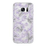 PrintiFy Samsung Galaxy S7 ile Uyumlu Kapak Floral Lila Tasarımlı 1mm Fit Şeffaf Silikon Kılıf
