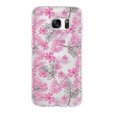 PrintiFy Samsung Galaxy S7 ile Uyumlu Kapak Floral Pembe Tasarımlı 1mm Fit Şeffaf Silikon Kılıf