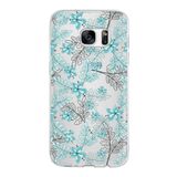PrintiFy Samsung Galaxy S7 ile Uyumlu Kapak Floral Su Yeşili Tasarımlı 1mm Fit Şeffaf Silikon Kılıf