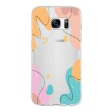 PrintiFy Samsung Galaxy S7 ile Uyumlu Kapak Karışık Renkler Tasarımlı 1mm Fit Şeffaf Silikon Kılıf