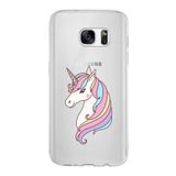 PrintiFy Samsung Galaxy S7 ile Uyumlu Kapak Unicorn Tasarımlı 1mm Fit Şeffaf Silikon Kılıf