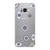 PrintiFy Samsung Galaxy S8 ile Uyumlu 1mm Slim Fit Nazar Boncuğu 5 Baskılı Şeffaf Kılıf