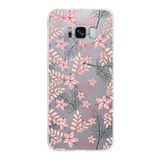 PrintiFy Samsung Galaxy S8 ile Uyumlu Kapak Floral Kırmızı Tasarımlı 1mm Fit Şeffaf Silikon Kılıf