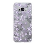 PrintiFy Samsung Galaxy S8 ile Uyumlu Kapak Floral Lila Tasarımlı 1mm Fit Şeffaf Silikon Kılıf