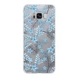 PrintiFy Samsung Galaxy S8 ile Uyumlu Kapak Floral Mavi Tasarımlı 1mm Fit Şeffaf Silikon Kılıf