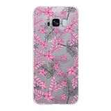 PrintiFy Samsung Galaxy S8 ile Uyumlu Kapak Floral Pembe Tasarımlı 1mm Fit Şeffaf Silikon Kılıf