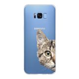 PrintiFy Samsung Galaxy S8 Plus ile Uyumlu Kapak Catface Tasarımlı 1mm Fit Şeffaf Silikon Kılıf