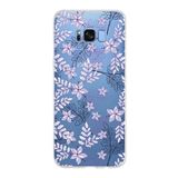 PrintiFy Samsung Galaxy S8 Plus ile Uyumlu Kapak Floral Lila Tasarımlı 1mm Fit Şeffaf Silikon Kılıf