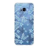 PrintiFy Samsung Galaxy S8 Plus ile Uyumlu Kapak Floral Mavi Tasarımlı 1mm Fit Şeffaf Silikon Kılıf