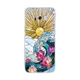 PrintiFy Samsung Galaxy S8 Plus ile Uyumlu Vitray Okyanus Sabahı Tasarımlı Şeffaf Silikon Kılıf