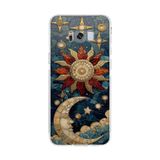 PrintiFy Samsung Galaxy S8 Plus ile Uyumlu Vitray Sol ve Luna Tasarımlı Şeffaf Silikon Kılıf