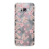 PrintiFy Samsung Galaxy S8 Plus Kamera Korumalı Kapak Floral Kırmızı Tasarımlı Şeffaf Kılıf