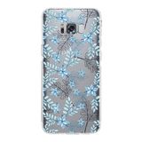 PrintiFy Samsung Galaxy S8 Plus Kamera Korumalı Kapak Floral Mavi Tasarımlı Şeffaf Kılıf