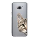 PrintiFy Samsung Galaxy S8 Plus Uyumlu Kamera Korumalı Kapak Catface Tasarımlı Şeffaf Silikon Kılıf