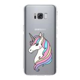 PrintiFy Samsung Galaxy S8 Plus Uyumlu Kamera Korumalı Kapak Unicorn Tasarımlı Şeffaf Kılıf