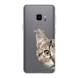 PrintiFy Samsung Galaxy S9 ile Uyumlu Kapak Catface Tasarımlı 1mm Fit Şeffaf Silikon Kılıf