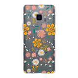 PrintiFy Samsung Galaxy S9 ile Uyumlu Kapak Çiçek Tasarımlı 1mm Fit Şeffaf Silikon Kılıf