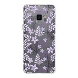 PrintiFy Samsung Galaxy S9 ile Uyumlu Kapak Floral Lila Tasarımlı 1mm Fit Şeffaf Silikon Kılıf
