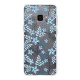 PrintiFy Samsung Galaxy S9 ile Uyumlu Kapak Floral Mavi Tasarımlı 1mm Fit Şeffaf Silikon Kılıf