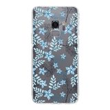 PrintiFy Samsung Galaxy S9 Kamera Korumalı Kapak Floral Mavi Tasarımlı Şeffaf Kılıf