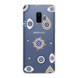 PrintiFy Samsung Galaxy S9 Plus ile Uyumlu 1mm Slim Fit Nazar Boncuğu 5 Baskılı Şeffaf Kılıf