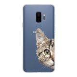PrintiFy Samsung Galaxy S9 Plus ile Uyumlu Kapak Catface Tasarımlı 1mm Fit Şeffaf Silikon Kılıf