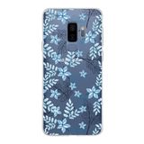 PrintiFy Samsung Galaxy S9 Plus ile Uyumlu Kapak Floral Mavi Tasarımlı 1mm Fit Şeffaf Silikon Kılıf