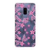 PrintiFy Samsung Galaxy S9 Plus ile Uyumlu Kapak Floral Pembe Tasarımlı 1mm Fit Şeffaf Silikon Kılıf