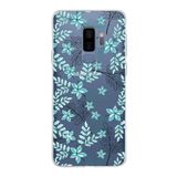 PrintiFy Samsung Galaxy S9 Plus ile Uyumlu Kapak Floral Su Yeşili Tasarımlı 1mm Fit Şeffaf Silikon Kılıf