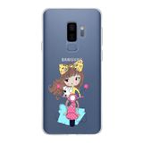 PrintiFy Samsung Galaxy S9 Plus ile Uyumlu Kapak Vespagirl Tasarımlı 1mm Fit Şeffaf Silikon Kılıf