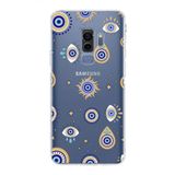 PrintiFy Samsung Galaxy S9 Plus ile Uyumlu Nazar Boncuğu 5 Kamera Korumalı Şeffaf Silikon Kılıf