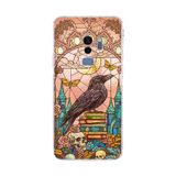 PrintiFy Samsung Galaxy S9 Plus ile Uyumlu Vitray Bilge Kuzgun Tasarımlı Şeffaf Silikon Kılıf
