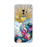 PrintiFy Samsung Galaxy S9 Plus ile Uyumlu Vitray Okyanus Sabahı Tasarımlı Şeffaf Silikon Kılıf