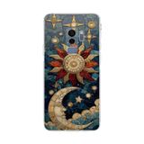 PrintiFy Samsung Galaxy S9 Plus ile Uyumlu Vitray Sol ve Luna Tasarımlı Şeffaf Silikon Kılıf