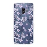 PrintiFy Samsung Galaxy S9 Plus Kamera Korumalı Kapak Floral Lila Tasarımlı Şeffaf Kılıf