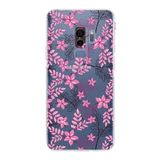 PrintiFy Samsung Galaxy S9 Plus Kamera Korumalı Kapak Floral Pembe Tasarımlı Şeffaf Kılıf