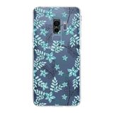 PrintiFy Samsung Galaxy S9 Plus Kamera Korumalı Kapak Floral Su Yeşili Tasarımlı Şeffaf Kılıf