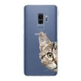 PrintiFy Samsung Galaxy S9 Plus Uyumlu Kamera Korumalı Kapak Catface Tasarımlı Şeffaf Silikon Kılıf